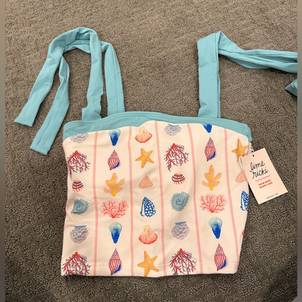 NWT SMALL LIME RICKI Badeau Crop Top with Sea Life Design